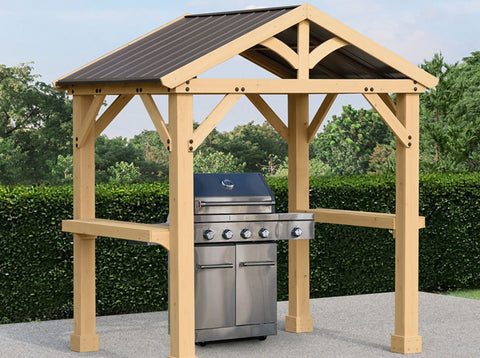 Image of Yardistry Meridian Grilling Pavilion 100% Cedar with Aluminum Roof Gazebo Yardistry 